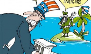 caricatura bloqueo contra Cuba