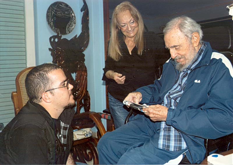 Fidel Castro y Randy Perdomo presidente de la FEU