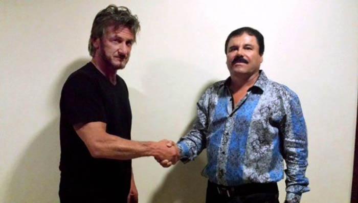 Actor estadounidense Sean Penn, saluda al narcotraficante Chapo Guzmán