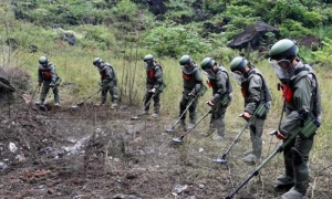 Se estima que el 20 % del territorio vietnamita aún permanece contaminado con unas 800 000 toneladas de bombas y minas de las guerras. 