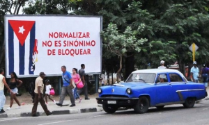 Vallas contra el Bloqueo en la Rotonda de la Ciudad Deportiva y Cerro y Boyeros.