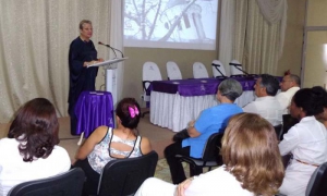 Katherine Müller-Marin, directora de la Oficina Regional para América Latina y el Caribe de la UNESCO, tuvo a su cargo la conferencia de apertura del Simposio.