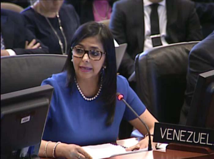 La canciller Delcy Rodríguez rechazó  los intentos de tutelaje e intervención que se promueven desde la OEA.