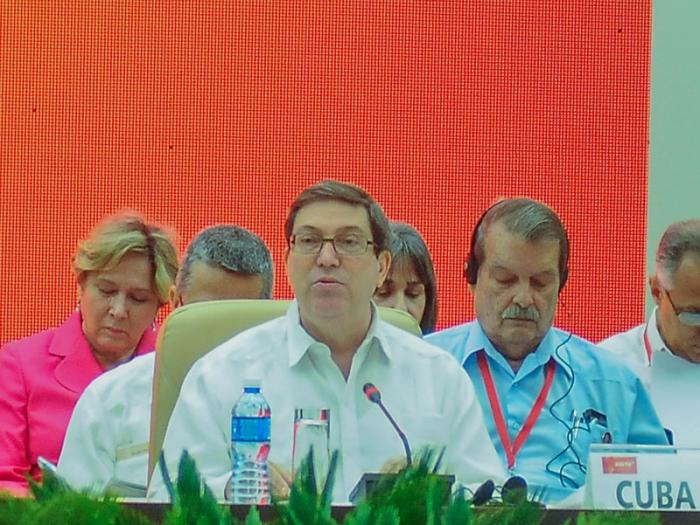 XV Consejo Polìtico ALBA TCP Bruno Rodrìguez Parrilla Ministro de Relciones exteriores de Cuba en apertura del evento, en Protocolo del Laguito