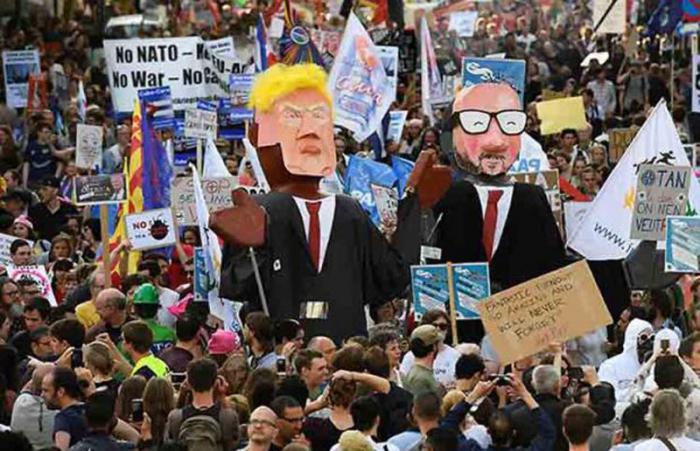 Protestas en Bruselas contra la OTAN