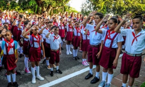 Inicio del curso escolar 2017-2018, Escuela Primaria Marcelo Salado, en Ciudad Escolar Libertad