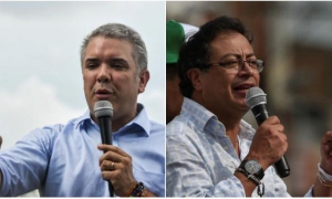 Los candidatos Iván Duque (izquierda) y Gustavo Petro. FOTO: AFP