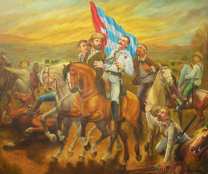 Óleo del pintor Francisco Rodríguez que recrea la muerte de Serafín Sánchez.