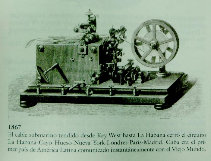 fotocopia del Cable de Comunicación internacional desde la habana, año 1867
