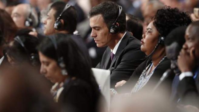 El presidente del Gobierno español, Pedro Sánchez, durante la sesión inaugural de la Cumbre del Clima (COP24).