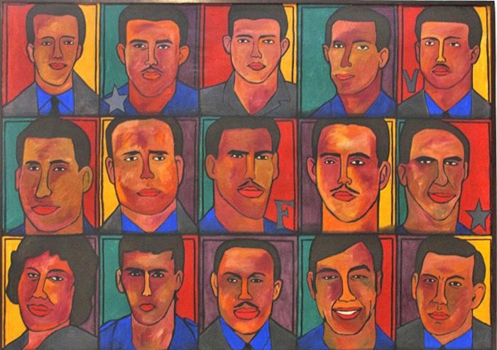 Obra: Todos somos hijos de la Patria, pintura de Raúl Martínez.