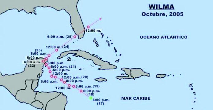 Recurva realizada por el huracán Wilma en octubre de 2005. Foto: Cortesía del profesor Luis Enrique Ramos