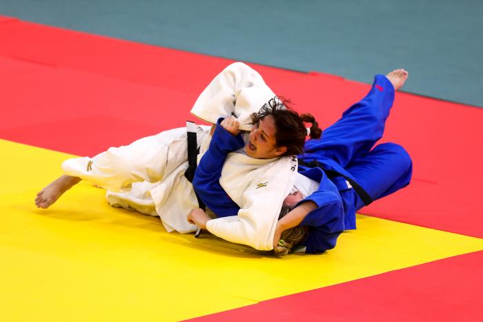 Sheyla Hernández, Cuba, combate frente a Meg Rodrigues en la final de +70 kg del judo de los VII Juegos Parapanamericanos Santiago 2023