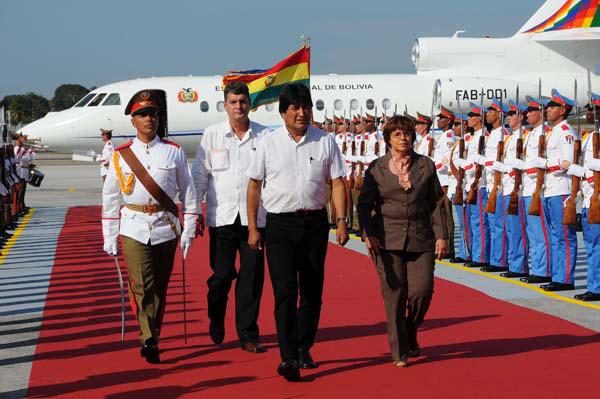 Presidente boliviano, Evo Morales, a su llegada a Cuba este domingo.
