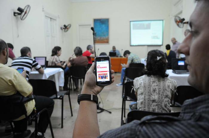 Presentación del Sitio Web de Granma, en la Casa  de la Prensa, el 13 de marzo de 2014.