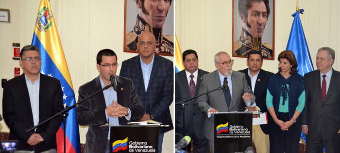 Venezuela diálogos de paz: Los representantes del Ejecutivo venezolano (izquierda) y de la oposición manifestaron los avances en los encuentros. 