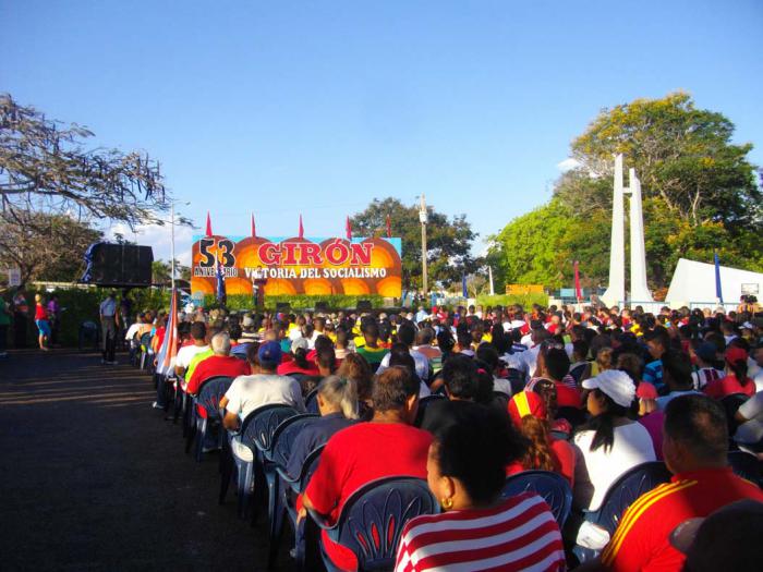 Los habitantes de la Ciénaga de Zapata celebraron el aniversario 53 de la victoria de Girón en un acto efectuada en el lugar