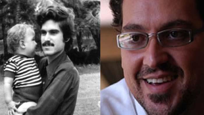 El hijo de Muñiz Varela (a la izquierda en brazos de su padre y a la derecha en la actualidad), no se resigna a que los asesinos queden impunes. 