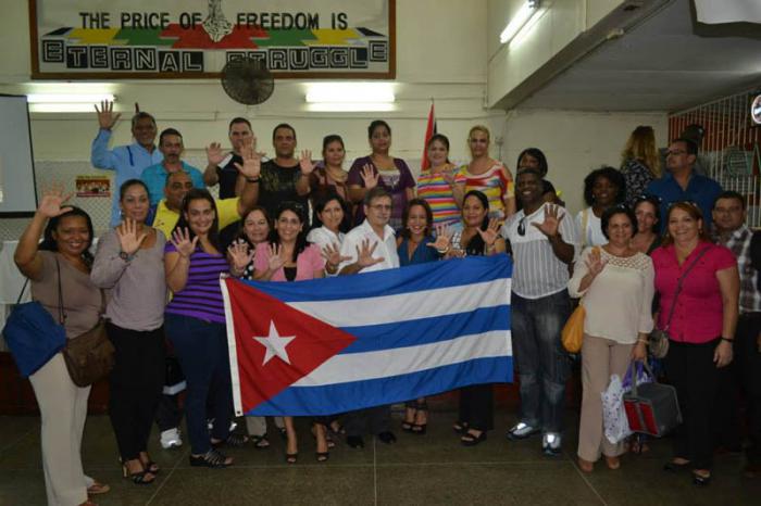 Actividad en solidaridad con los Cinco realizada el 12 de septiembre en Trinidad y Tobago.