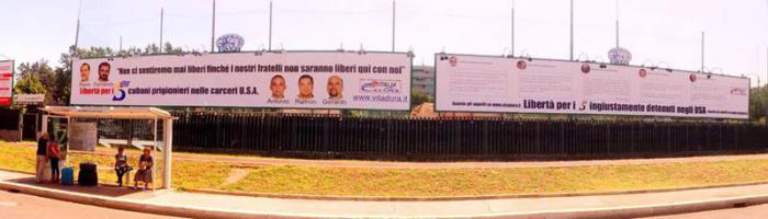 Campaña de solidariedad con los Cinco desde Roma.

