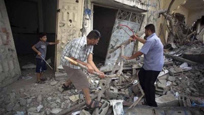 Reconstruccion de gaza. Los bombardeos israelíes destruyeron el 60 % de las casas palestinas.