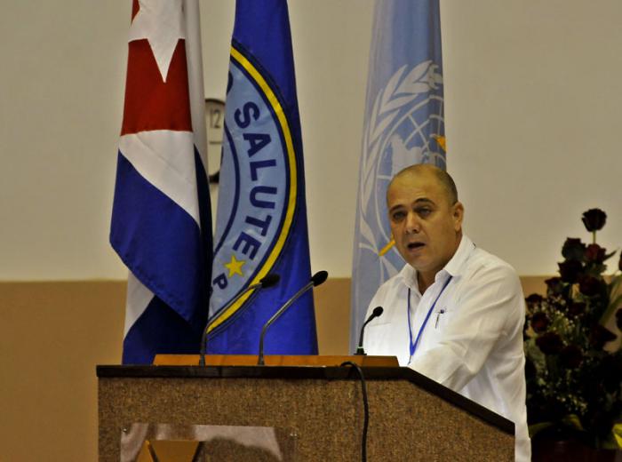 Inauguración de la Reunión Técnica de Especialistas y directivos de los países del ALBA-TCP para la prevención y el enfrentamiento al Ebola,  en la foto el Ministro de Salud Pública de Cuba Dr Roberto Morales Ojeda
