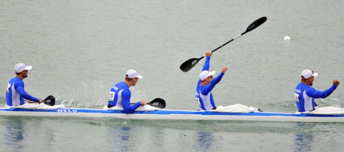 Canotaje centroamericano, plata Kayak 4 plaza.Gracia, Mendez, Bouza, Torres.