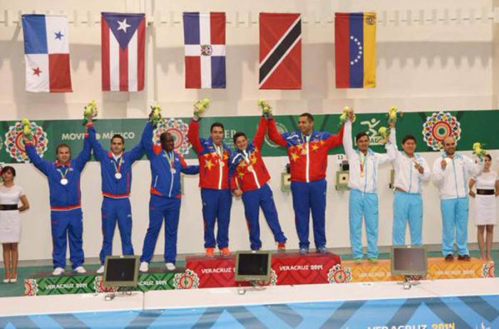 El trío de pistoleros de Leuris Pupo, Juan Francisco Pérez y Jorge Félix Álvarez (a la izquierda) buscará redimirse en el tiro rápido. 