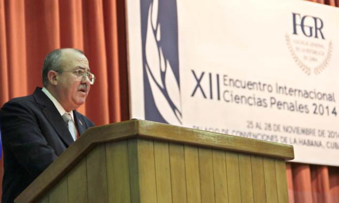 Darío Delgado Cura, fiscal general de la República de Cuba. Encuentro Internacional de Ciencias Penales 2014