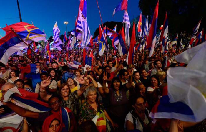 Los seguidores del Frente Amplio celebraron la victoria electoral de Tabaré Vázquez. 