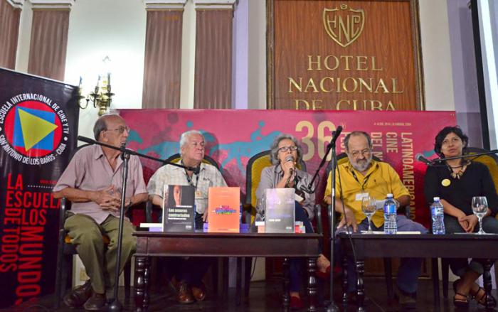Conferencia de directivos de la Escuela Internacional de Cine (EICTV) y de la Fundación del Nuevo Cine Latinoamericano (FNCL), en el Hotel Nacional, durante el 36 Festival Internacional de Cine.