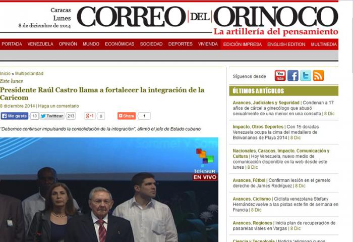La V Cumbre Caricom-Cuba fue reseñada este lunes en varios medios de prensa extranjeros