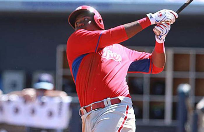 Maikel Franco, uno de los baluartes ofensivos del equipo Gigantes del Cibao, campeón de la Liga Dominicana de Béisbol. 