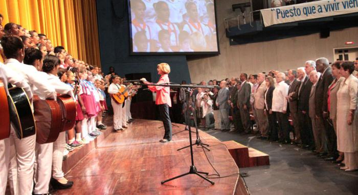 Gala Inaugural del evento Pedagogía 2015. Presidieron el acto José Ramón Machado Ventura, segundo secretario del Comité Central del Partido, vicepresidente de los Consejos de Estado y de Ministros, Miguel Díaz-Canel, primer vicepresidente de los Consejos de Estado y de Ministros, Esteban Lazo, presidente de la Asamblea Nacional y Ena Elsa Velázquez Cobiella, Ministra de Educación de la República de Cuba.