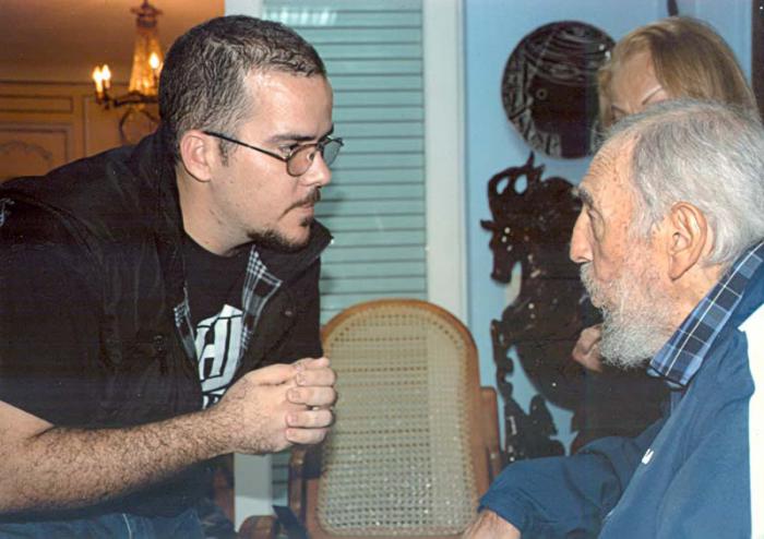 Fidel Castro y Randy Perdomo presidente de la FEU