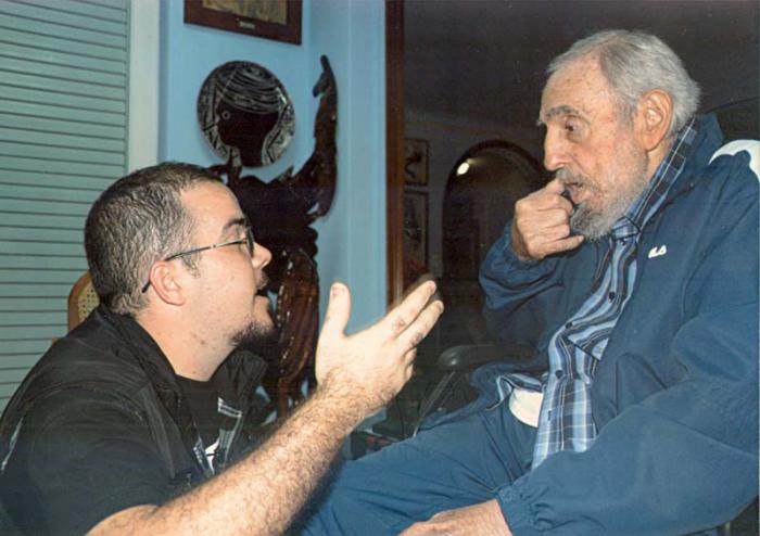 Fidel Castro y Randy Perdomo presidente de la FEU