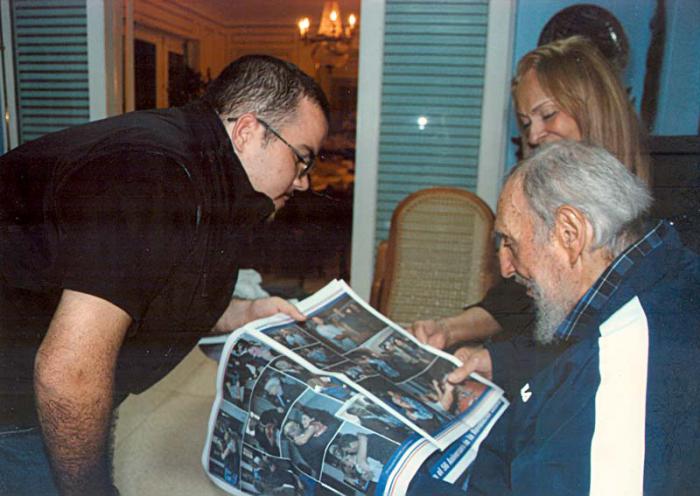 Fidel Castro y Randy Perdomo presidente de la FEU