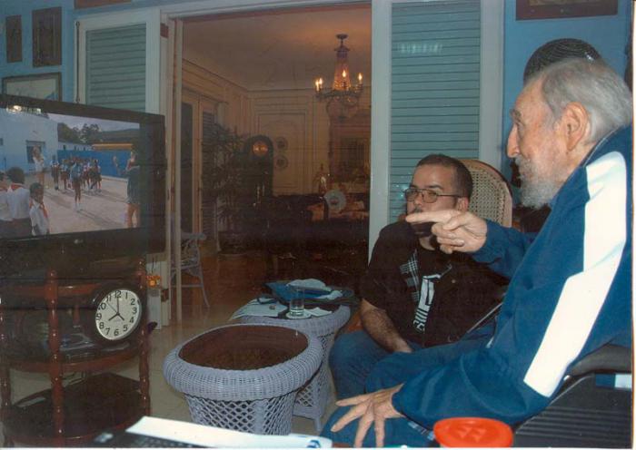 Fidel Castro y Randy Perdomo presidente de la FEU
