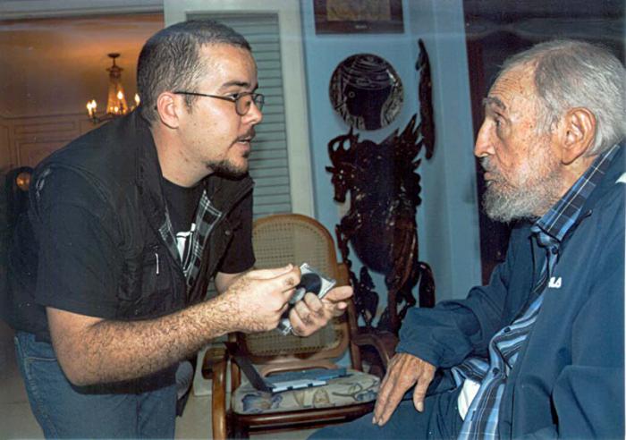 Fidel Castro y Randy Perdomo presidente de la FEU