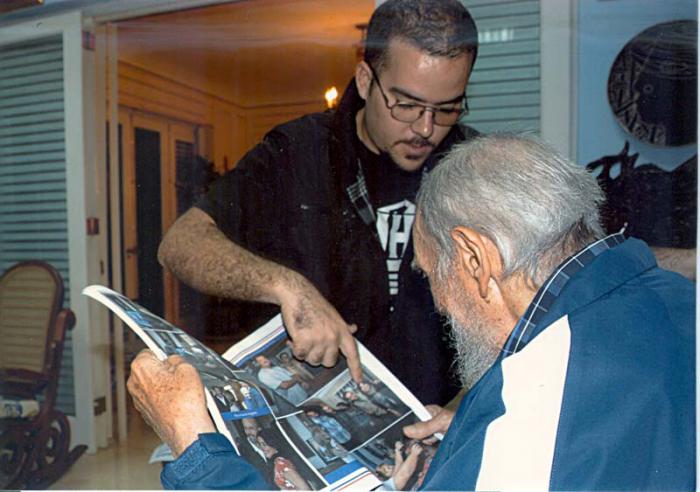 Fidel Castro y Randy Perdomo presidente de la FEU