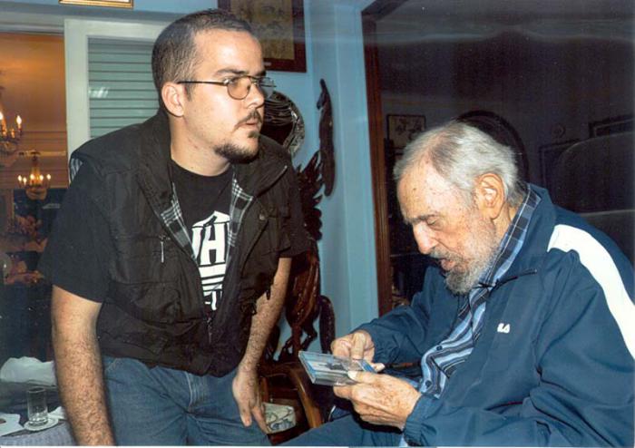 Fidel Castro y Randy Perdomo presidente de la FEU