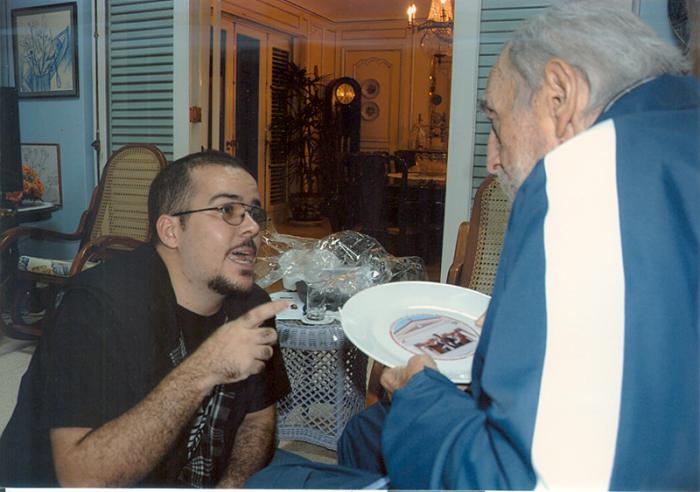Fidel Castro y Randy Perdomo presidente de la FEU