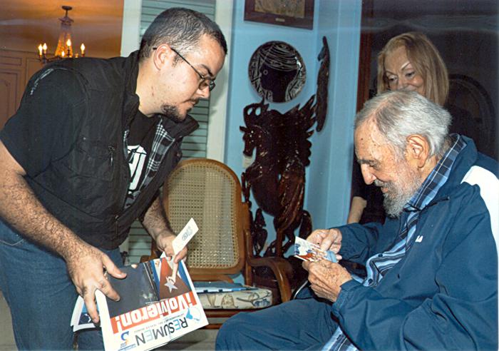 Fidel Castro y Randy Perdomo presidente de la FEU