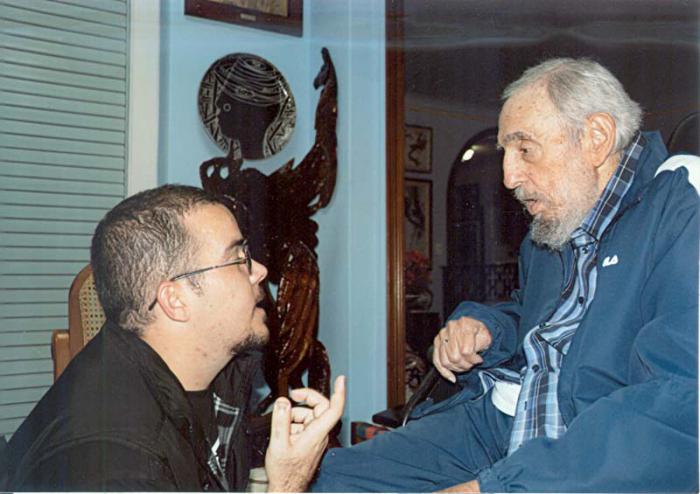 Fidel Castro y Randy Perdomo presidente de la FEU