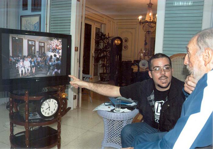 Fidel Castro y Randy Perdomo presidente de la FEU