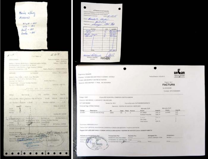 Caso Huevo-Documentos utilizados en la entidad antes a la izquierda y después de los hechos a la derecha 