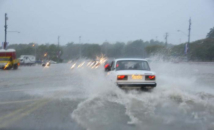 Inundaciones en La Habana. La Plaza de la Revolución.