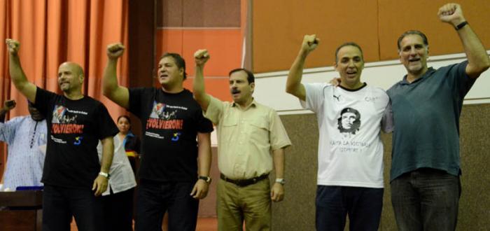 Encuentro Internacional de Solidaridad.5 Héroes de la República de CubA. Ulises Guilarte de Nacimiento (Secretario General de la CTC)