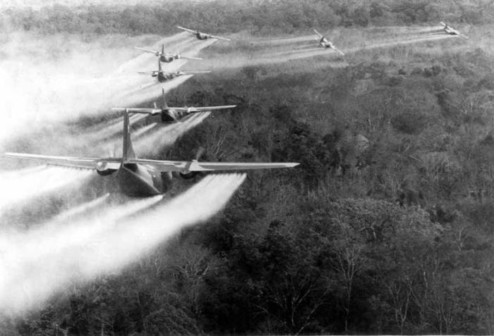 Image #: 13010825    An estimated 17-19 million gallons of herbicide, commonly called Agent Orange for the identifying stripe around 55-gallon storage drums, was sprayed over some 6 million acres of Vietnam during the war from 19656-1971. Scanned from photo January 20, 2010.    The Plain Dealer /Landov