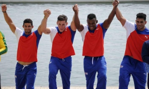 Oro para Cuba en canotaje K4 1000M con tiempo de 3.01.744 